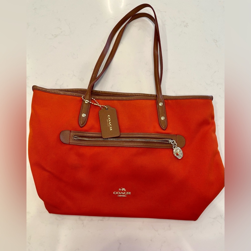 NWOT! COACH SAWYER TOTE BAG! Perfect for summer! Marks on the bottom of the bag.